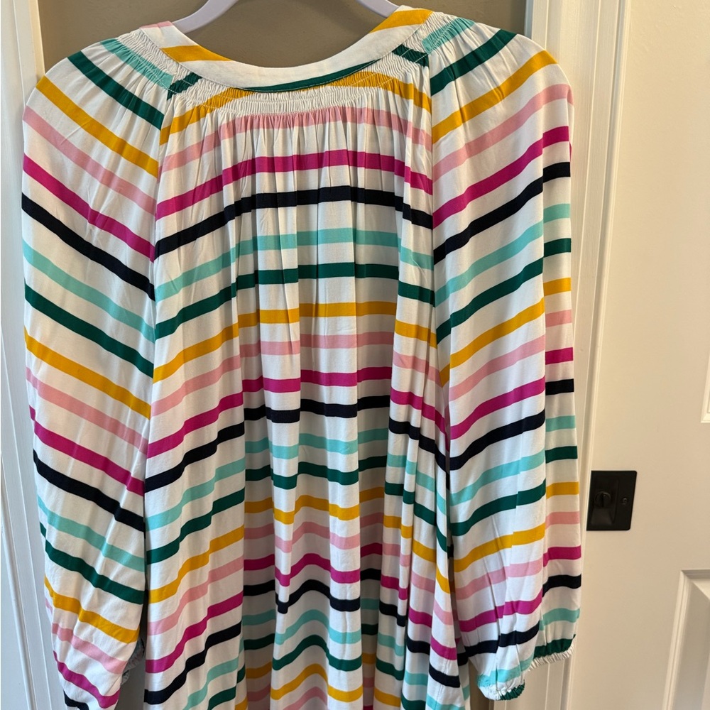 crown & ivy Women’s Plus Size 3X Multicolor Striped 3/4 sleeve Peasant Blouse - Picture 4 of 9